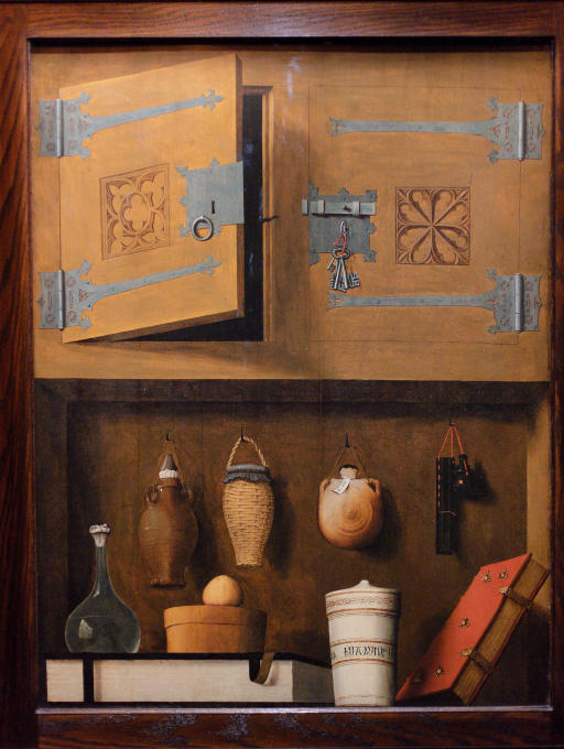 Anomyme (1520-1530) : Armoire aux bouteilles et aux livres